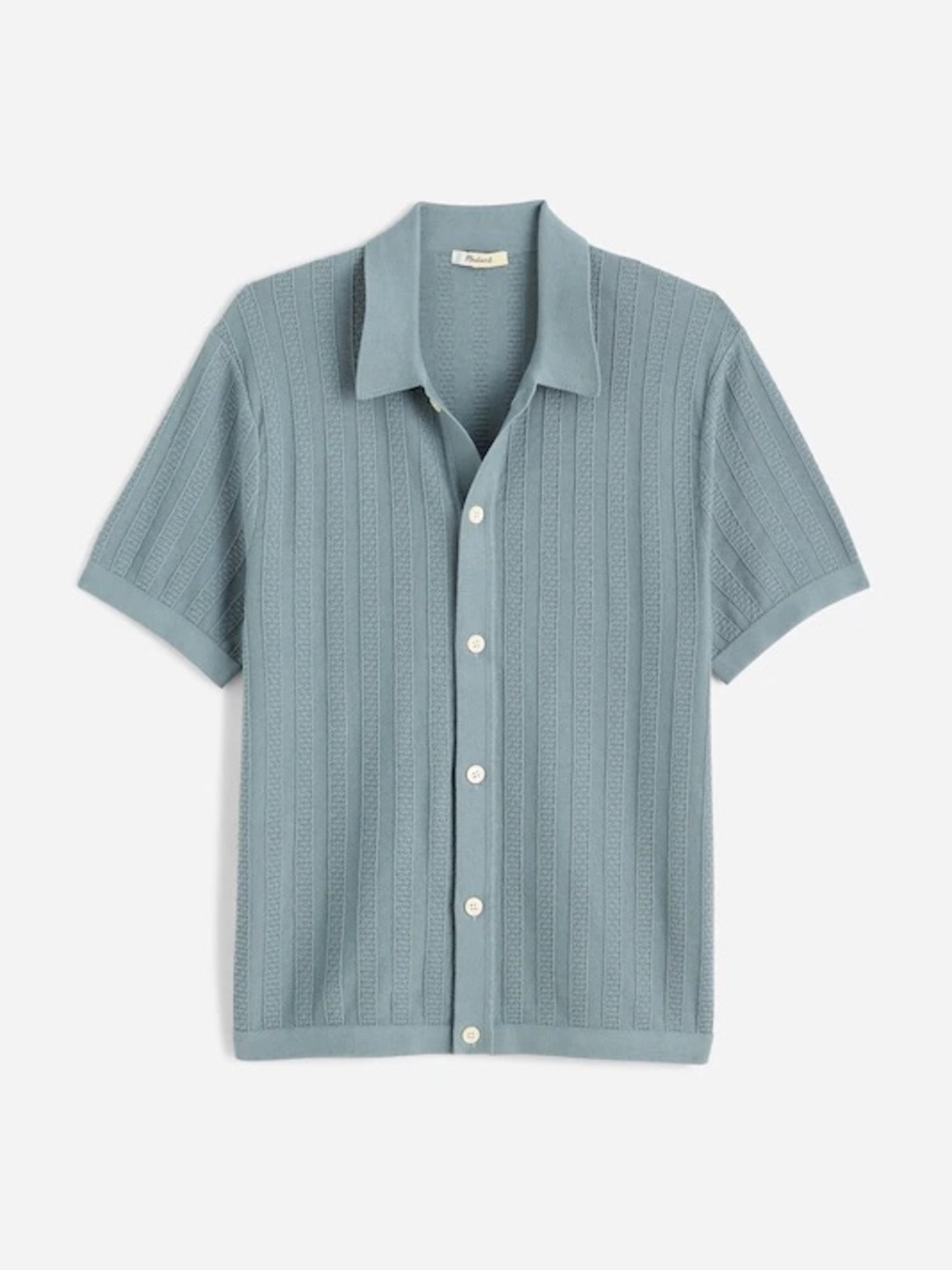 Madewell Button-Up Sweater Polo in Textured Stripe